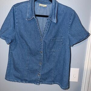 Studio Ease Petite Light Wash Denim Shirt